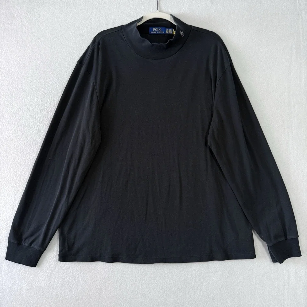 Polo Ralph Lauren Shirt Mens‎ XXL 2XL Soft Cotton Mockneck Shirt Pony Logo Neck